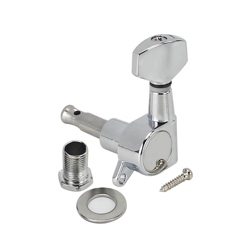 FLEOR 6pcs Left Handed Electric Acoustic Guitar Tuning Pegs Tuners Machine Heads Keys 6L, Chrome 6L Chrome