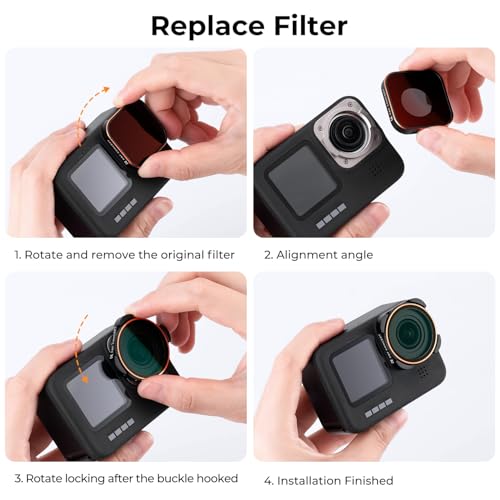 K&F CONCEPT 4 Pack ND CPL Filter Set for GoPro Hero 13/12/11/10/9 ND8 ND16 ND32 CPL