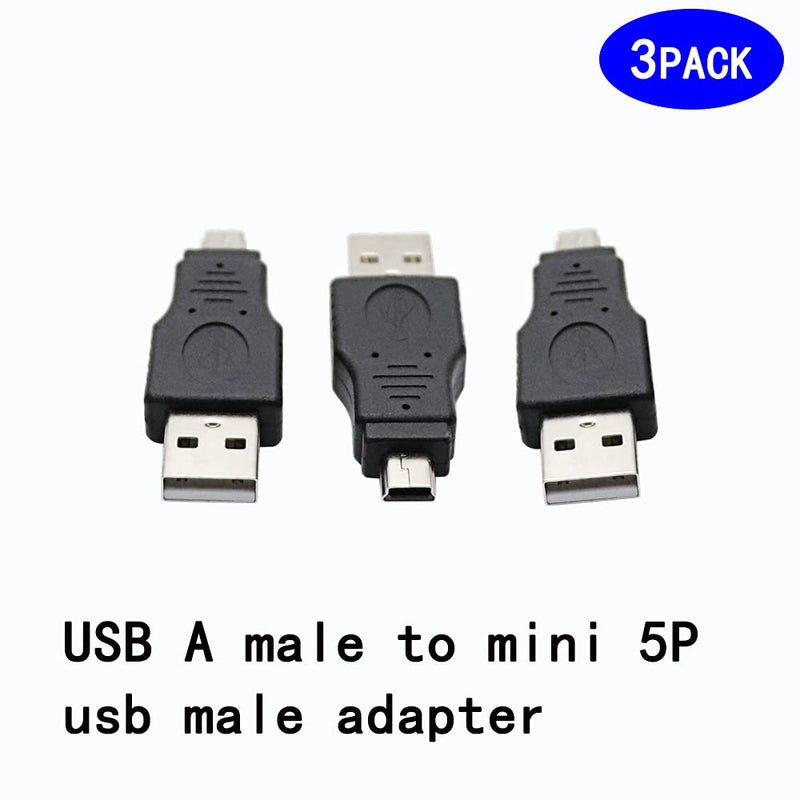 USB 2.0 Type a Plug to Mini USB Male Adapter 3-Pack