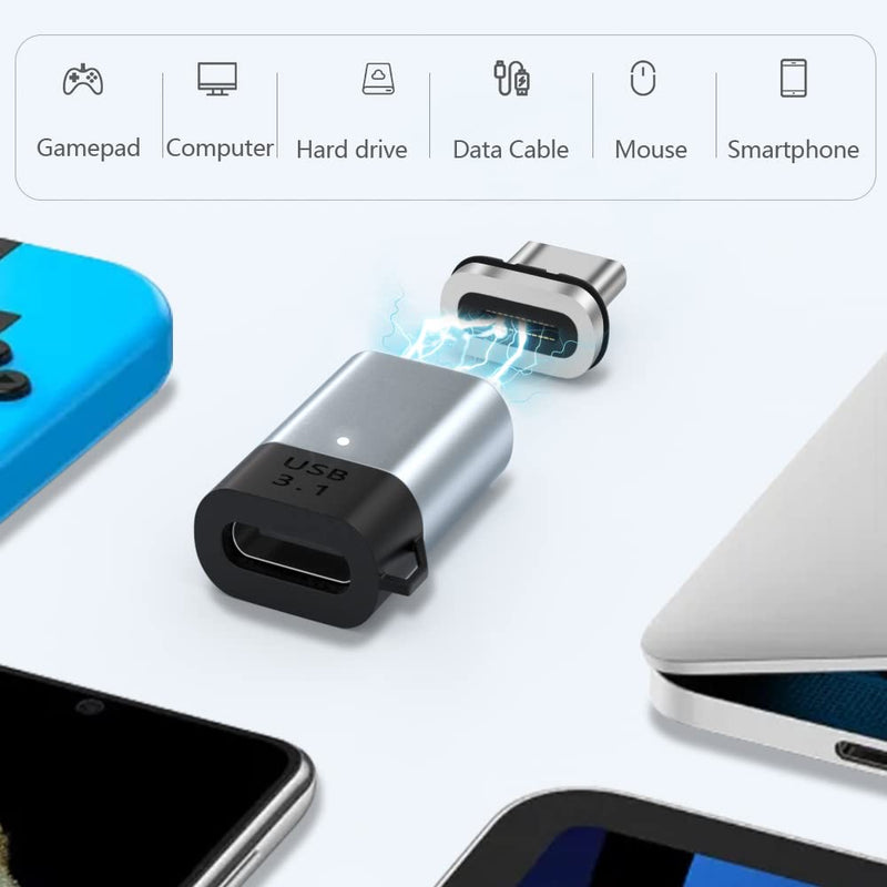 USB C Magnetic Adapter Straight 100W + USB C to USB Adapter Magnetic C Connector Support Data Transfer Compatible with MacBook Pro/Air/ Type C Devices