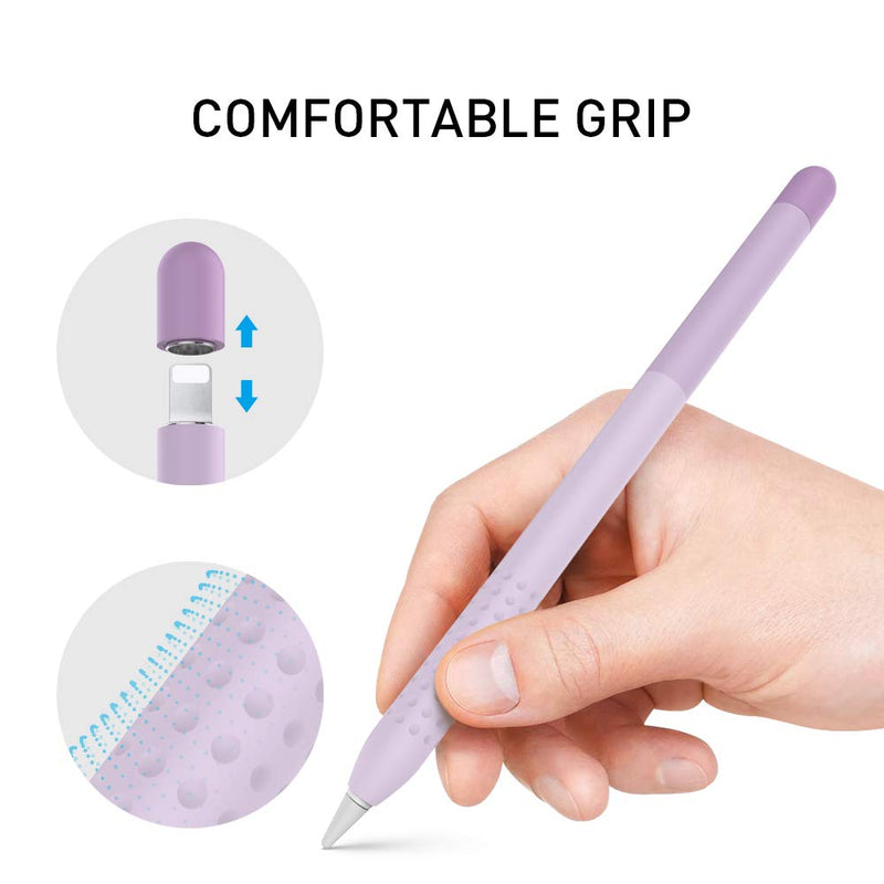 Delidigi Pencil Case Compatible with Apple Pencil 1st Generation Case, Gradient Color Silicone Protective Case Sleeve Cover Accessories for Apple Pencil 1st Gen (Gradient Lavender) Gradient Lavender