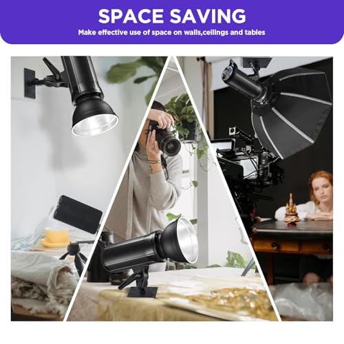 Studio Baby Pin Plate Wall Ceiling Mount,5.9" Mini Lighting Wall Holder with 5/8" Stud for Photo Studio Light Stand Flash Accessories… Black 5.9 inch