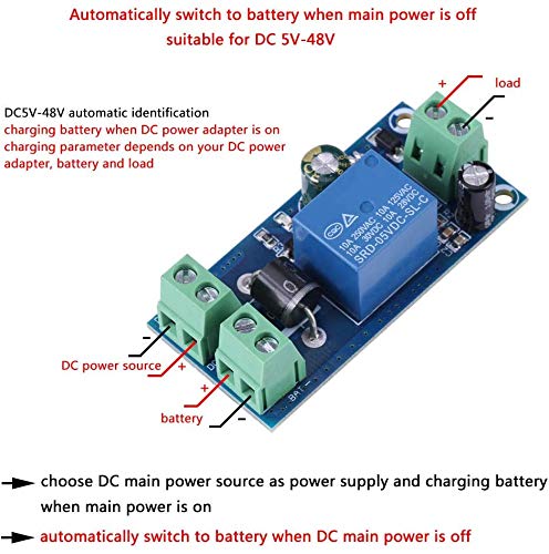Yinhing Power Supply Controller, DC Power/Battery Switch DC 12V 24V 36V 48V 10A Power Supply Battery Controller Emergency Automatic Switch Module