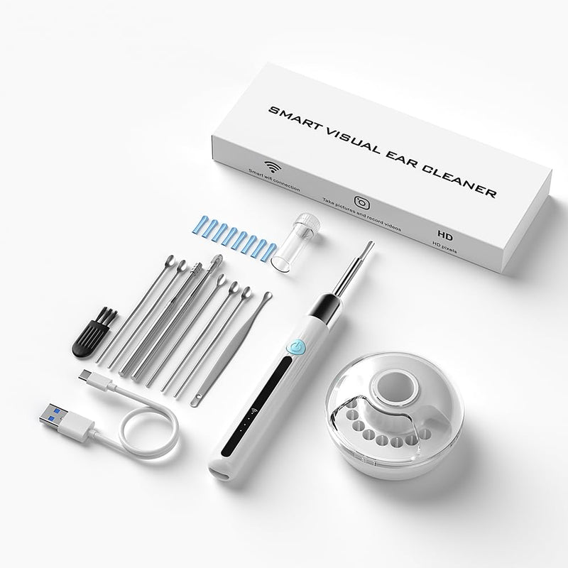 Ear Wax Remover Otoscope, 1080P WiFi Ear Cleaner with UV-C Charging Station, IP67 Waterproof Otoscope Ear with 6 LEDs for iOS and Android Smartphones Digital Ear Scoop with Camera