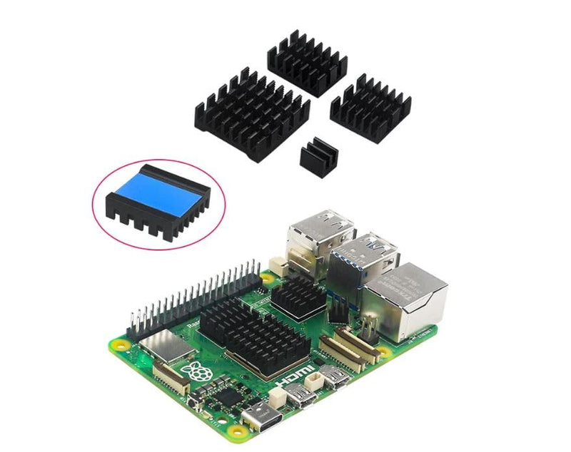 [AUSTRALIA] - ITSTUFF Aluminium Heatsink Set of 4 Black for Raspberry Pi 5 Self-Adhesive Quiet Passive Cooling 