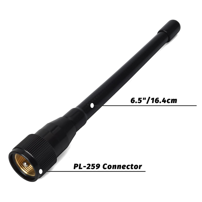 TWAYRDIO Marine VHF Antenna 6.5" Low Profile w/16.4ft Coax Cable for Boat | Stubby Marine Radio Antenna, 156-163MHz, 16.4cm, PL259 Connector, w/5m RG58 Coaxial Cable, L-Shape Mounting Bracket, U-bolts