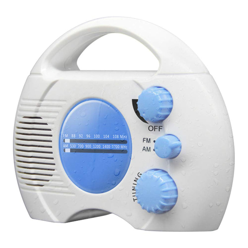 Waterproof Shower Radio - SY-910 Portable 5 Level Waterproof Radio - Mini AM FM Shower Radio Built in Speaker Audio Home Bathroom (Blue+White)