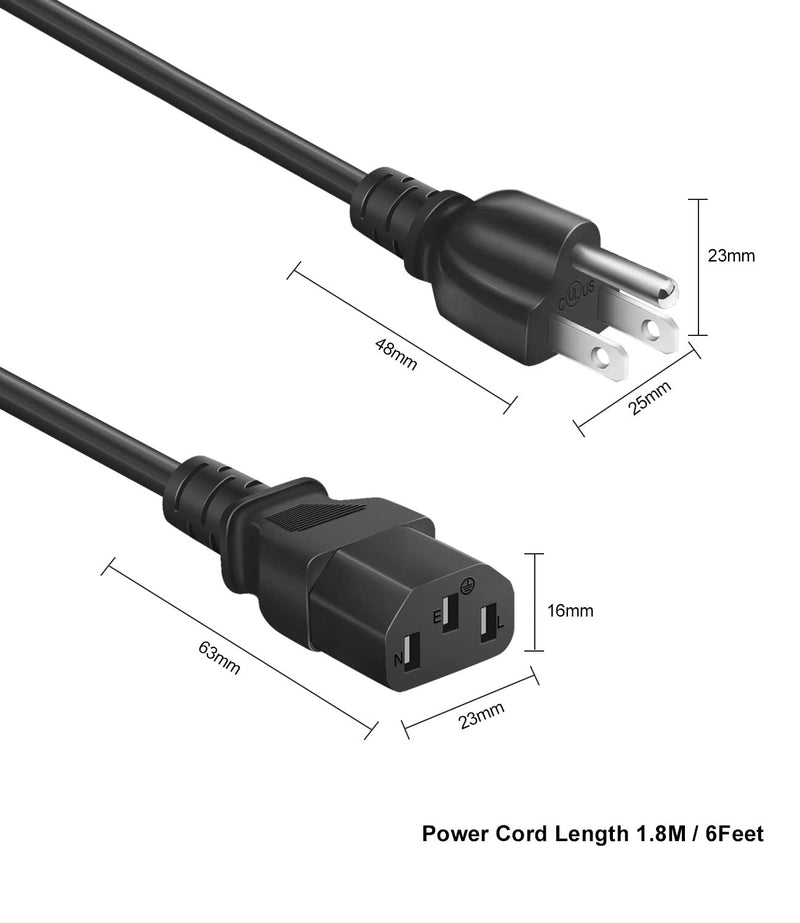 Power Cord Cable for Amplifier Musical Peavey Vox Guitar Amp PC AC Amplifiers, 18 AWG Universal 3 Prong Replacement AC Power Cord Cable 6FT 6 Feet