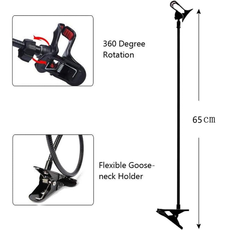 Lazy Bracket Universal 360 Degree Rotation Flexible Long Arms Gooseneck Cell Phone Holder, Adjustable Clamp Clip Desktop Bed Mobile Phone Stand for Bedroom, Office, Kitchen (White) White