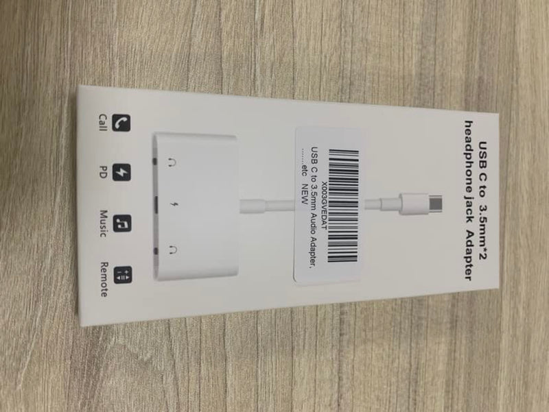 [AUSTRALIA] - USB C to 3.5mm Audio Adapter, 3 in 1 Aux to USB C Headphone Splitter Dual 3.5mm Audio Jack and PD 60W Fast Charging, Compatible for iPad Pro,Galaxy S22 S21/Note 20,Pixel 4 3 XL,Huawei,etc White 
