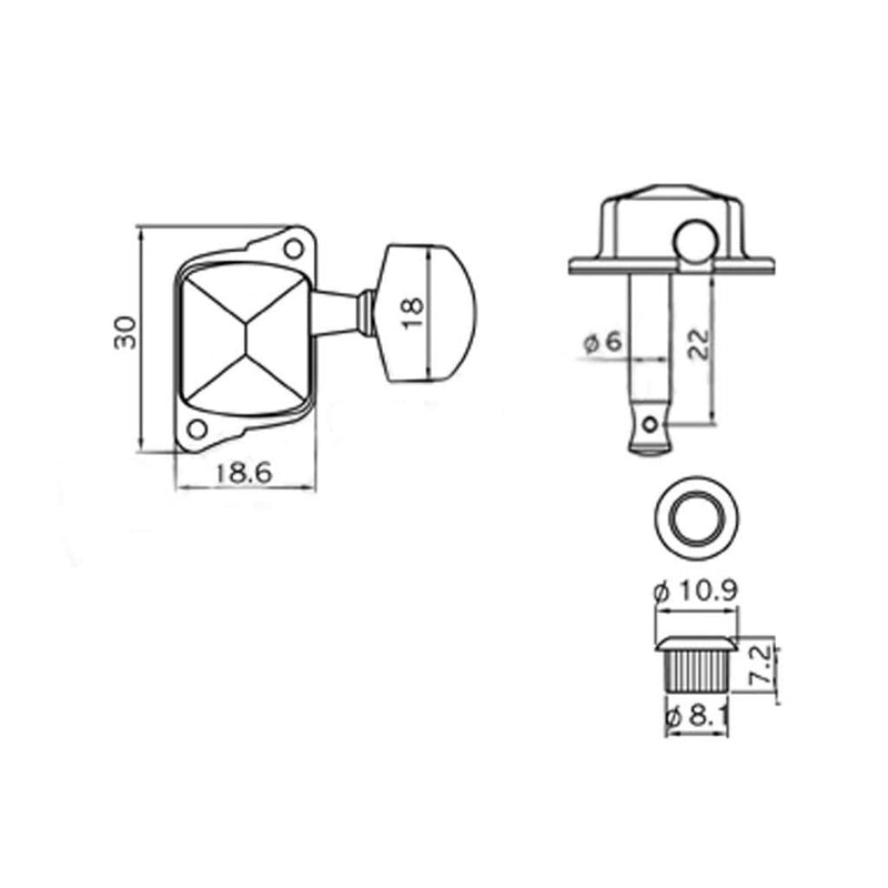 [AUSTRALIA] - KAISH 6 Inline Semi-Closed Guitar Tuning Keys Pegs Guitar Tuners Machine Heads for Electric Guitars Gold 