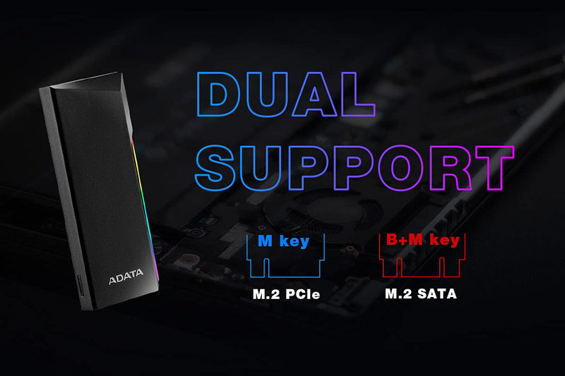 ADATA EC700G Aluminum USB 3 Gen 2 Type-C M.2 2280/2242/2230 PCIe/NVMe/SATA SSD External Portable Enclosure Case Adapter Tool-Less Design (AEC700GU32G2-CGY)