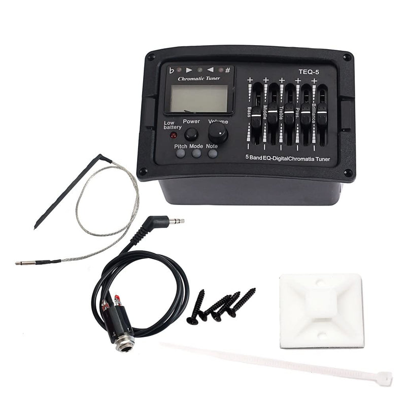 5 Band Acoustic Guitar Preamp EQ Equalizer Pickup Acoustic Guitar Amplifier Digital Chromatia Tuner Piezo Pickup for Acoustic Guitar Accessory TEQ5