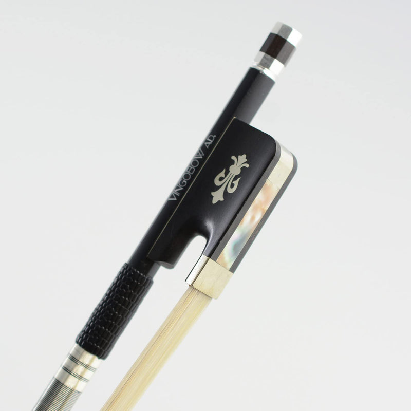 Carbon Fiber Cello Bow Natural Horsehair Unique Design with Ebony Fleur-de-Lis Frog White