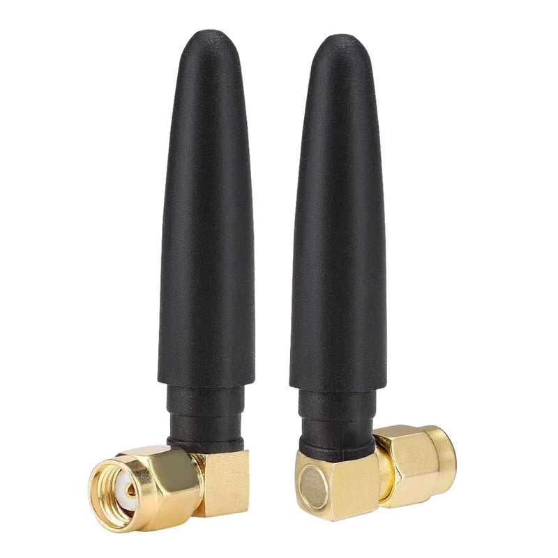 Mini Dual Band WiFi Antenna 2.4GHz 5GHz 5.8GHz MIMO RP-SMA Male Right Angle connectors for WiFi FPV USB Adapter Computer PCIe Card, Wireless Back Up Camera WiFi Router (2-Pack)