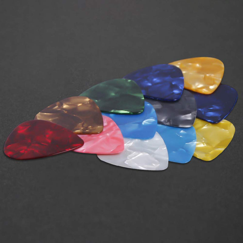 Augshy Guitar Picks, 150 Pack Premium Celluloid Guitar Pick Variety Pack with Organizer Storage Box Includes Thin, Medium & Heavy Gauges for Acoustic Guitar, Electric Guitar, Bass（0.46 0.71 0.96mm) 3 size