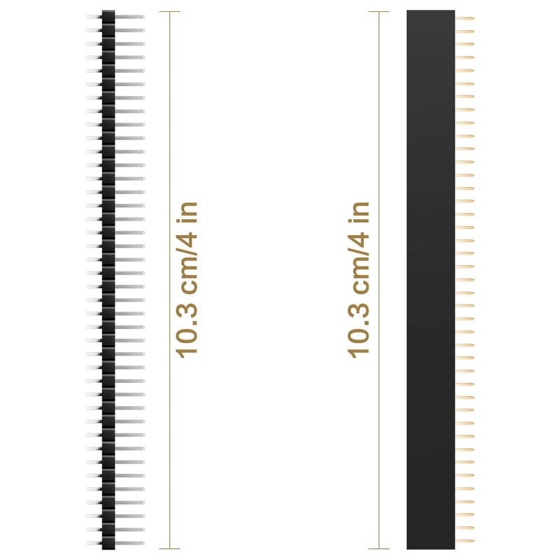 40 Pieces 2.54 mm Pin Headers 40 Pin Breakaway PCB Board Single Row Male and Female Pin Header Connector Kit for Arduino Prototype Shield (20 Pieces Male Headers, 20 Pieces Female Headers)