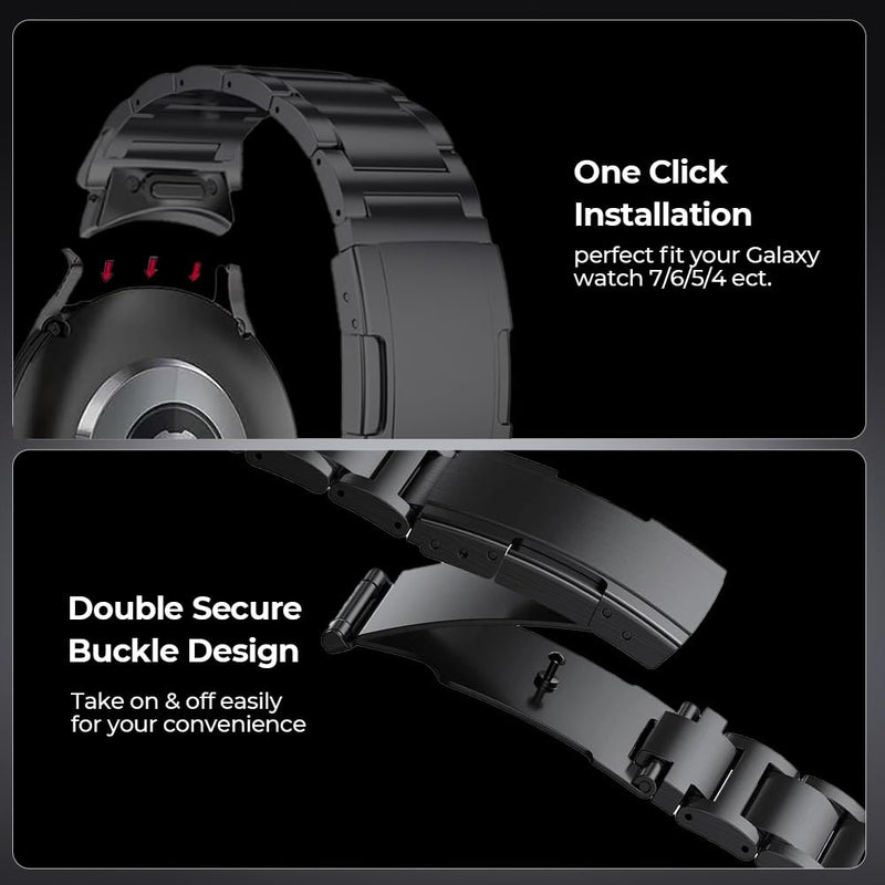 20mm No Gap Titanium Strap Band for Samsung Galaxy Watch 7/6/5/4/FE | Grade 2 Ti Metal,40% Lightweight,Skin-Friendly,Corrosion Resistance,Fit Wrists 6.3''-9'',Length Adjustable,Secure Clasp,Men 20mm