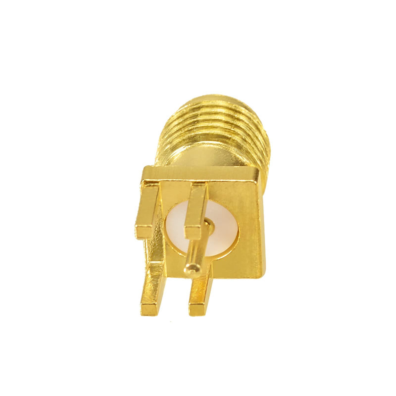 Superbat SMA Female Adapter Edge PCB Mounting | Vertical Through Adapter | 0.051 Inch End Launch Solder Connection | 50 Ohm Gold | Pack of 10 .051" Straight Connector