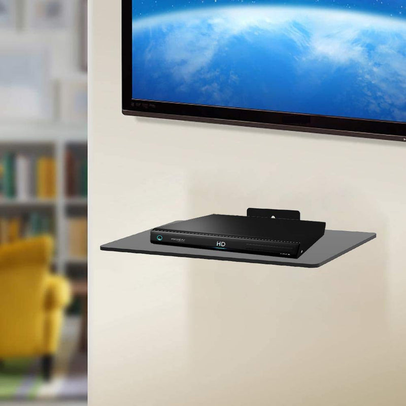 1443 Compact Glass Component Single Shelf for DVD Player, Blu-ray Player, Cable Box, Satellite, Wii and Video Accessories (13.8 x 8.7 x 0.2 inch)
