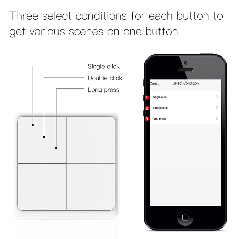 [AUSTRALIA] - MOES ZigBee Scene Switching Tuya Smart Device, 4 Buttons 12 Scene Change, Smart Home Automation, Requires MOES ZigBee Gateway, Battery Included, White 4 Gang 12 Szene 