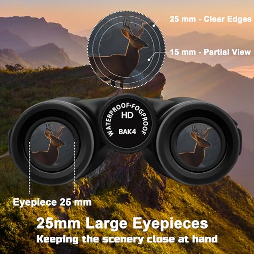 High Power 15X50 Binoculars for Adults BAK4 Prism FMC Lens - Black