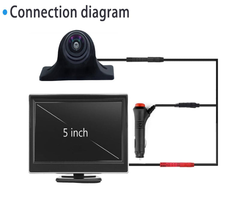 Car Side Rear View Backup Camera Reversing 5 in Monitor Reverse Image Front Parking Night Vision Rear Mirror Positive for Vehicle Waterproof IP68 Clear Night Vision Car Camera DSJ-530C-2