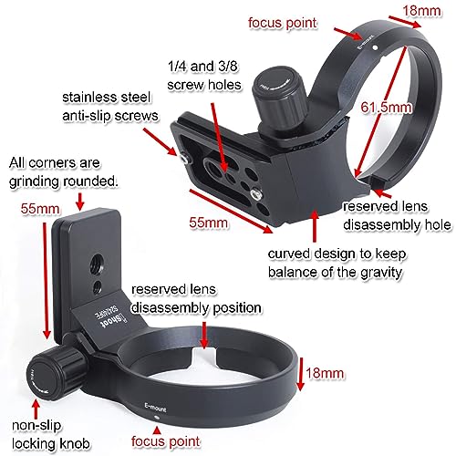 iShoot Tripod Mount Ring Lens Collar with Arca-swiss Fit Quick Release Plate Compatible with Sony SEL35F14Z FE 35mm f/1.4 ZA, SEL90M28G FE 90mm f/2.8 Macro G OSS, SEL100F28GM FE 100mm f/2.8 STF GM OSS