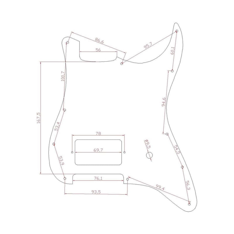 [AUSTRALIA] - 11 Hole ST/Strat Style One Humbucker Guitar Pickguard For USA/Mexico Fender Tom Delonge Strat Electric Guitar Black 3Ply 
