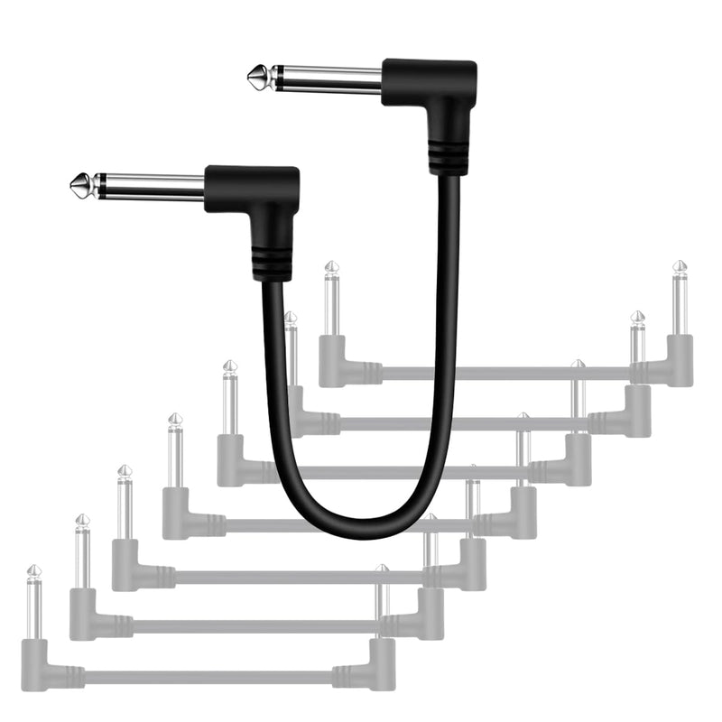 Pack of 8 Guitar Patch Cable for Effect Pedal Board 1/4" Right Angle TS Mono Cords (12 Inch-8 Pack) 12 Inch-8 Pack