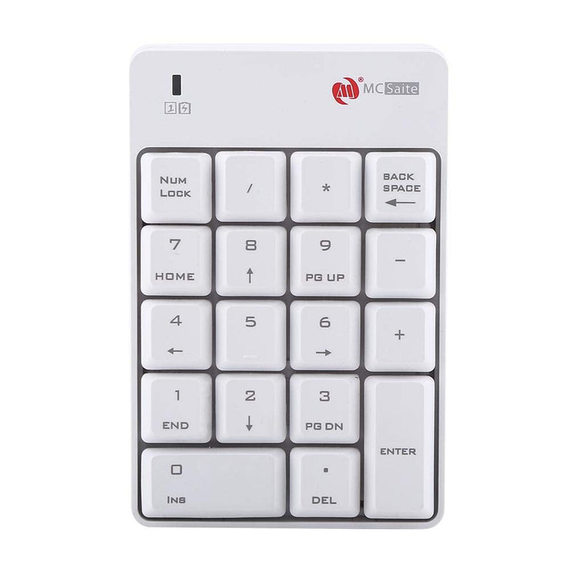 Wireless USB Numeric Keypad Keyboard for Mac Laptop Notebook Desktop PC, Portable Mini 18 Keys Numpad 2.4GHz USB Number Pad with Receiver(White)