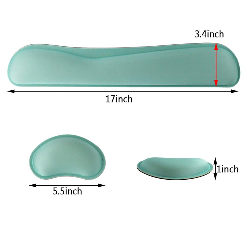 Poualss Memory Foam Set Keyboard and Mouse Wrist Pad Rest,Cushion Support for Office,Gaming,Computer,Laptop and Mac,Pain Relief& Easy Typing (Mint Green) Mint Green