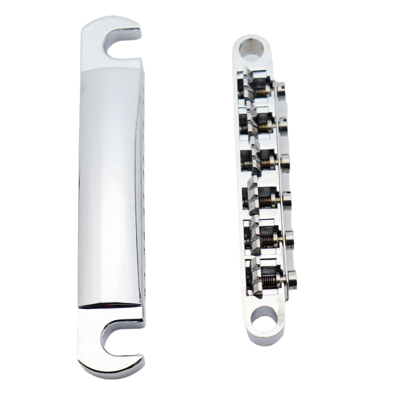ABR-1 Tune-O-Matic Electric Guitar Bridge for Epiphone Les Paul LP SG Style Electric Guitar - 12 String Saddle System with Plating and Intonation Adjustments (Chrome) Chrome