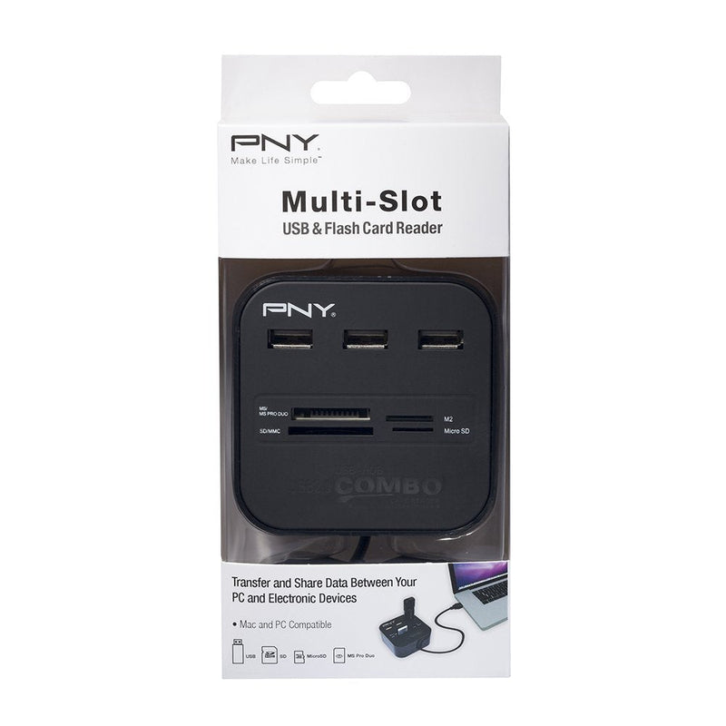 PNY Multi-Slot USB & Flash Card Reader (P-UBSDRDR21K-RF)