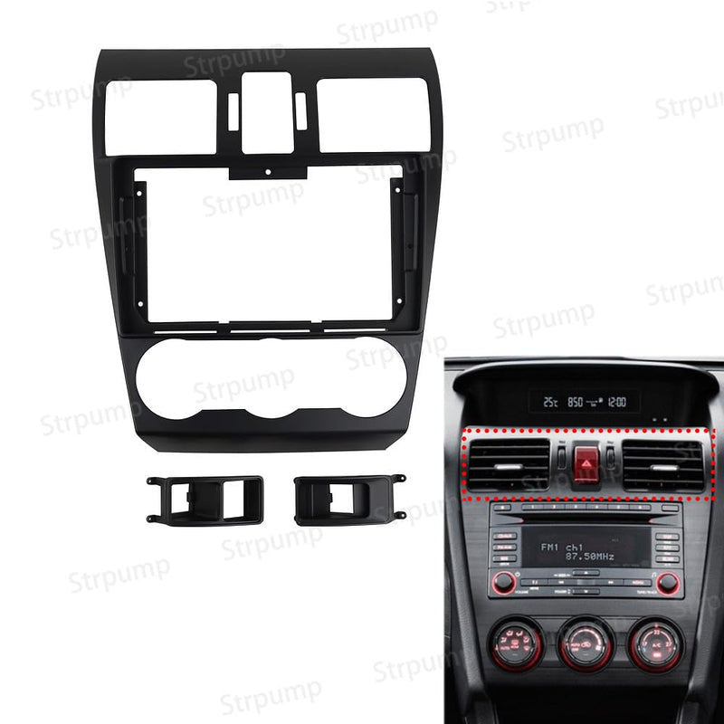 9'' Car Radio Stereo Fascia Frame Panel Trim Bezel with Power Harness Cable for Subaru Forester WRX XV 2016 17 18 Impreza Levorg 12~15(no silver AC hole edge)