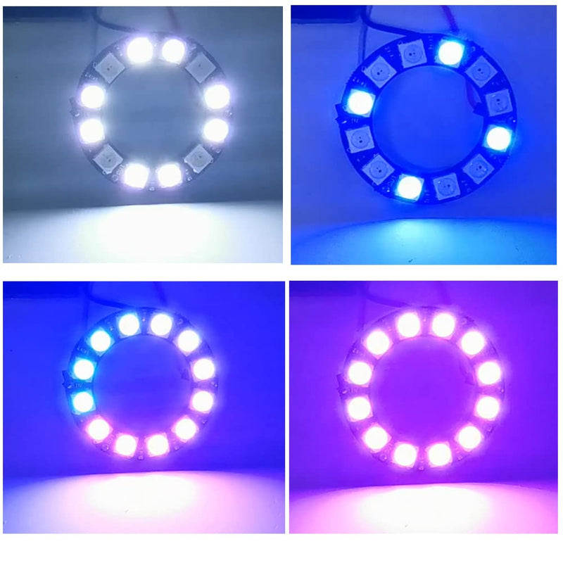 12 Bits WS2812 RGB LED Ring WS2812B 5050 Addressable LED Light String with Integrated Drivers Pixels Individual Controlling for Arduino ESP8266 ESP32 Lighting Effect (Pack of 2pcs