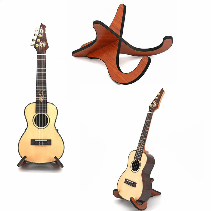 Ukulele Stand, Mahogany Foam Ukulele Stand, Portable Wooden Ukulele Stand for Ukulele, Mandolins and Violins