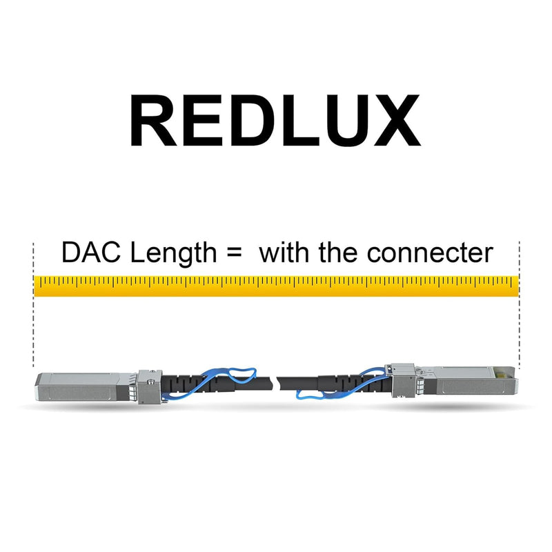 REDLUX 10G SFP+ DAC Passive Twinax Cable, 30AWG, 0.25-Meter(0.82ft), 2-Pack | 10GBASE-CU Direct Attach Copper SFP+ Cable for Cisco SFP-H10GB-CU0.25M, Ubiquiti UniFi, TP-Link , Meraki and More 0.25m