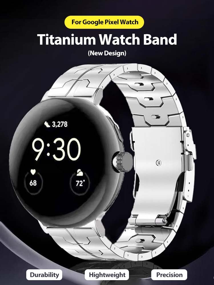 No Tool Needed Titanium Metal WatchBand Compatible with Google Pixel Watch 4/3 45mm 41mm Strap, Titanium Replacement Compatible with Google Pixel 2 1 41mm Accessory for Men Women silver pixel watch 4/3/2/1 41mm