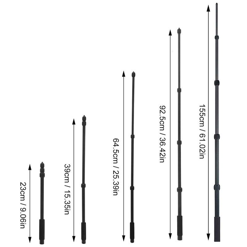 Handheld Mic Boom Pole, 4 5 Section Extendable Microphone Boom Arm with Foam Handle and 1/4in Threads, Telescopic Adjustable Mic Stand for Camera Phone Microphones(5)
