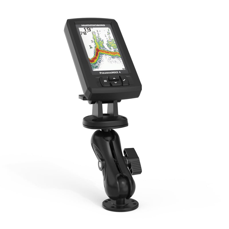 Aluminum Alloy Fish Finder Mount with C Size 1.5" Ball Rectangular Plate & Round Base, 5.19" Arm Marine Electronic Mount Compatible with Garmin,Humminbird Kit (Black)
