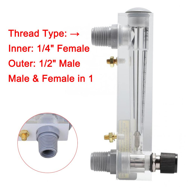 Air Gas Flow Meter, LZM-15T, 1-10 m3/h Flow Meter, Panel Air Gas Flow Type Flowmeter with Adjustable Control Valve for Gas/Oxygen/Air Flow Measurement