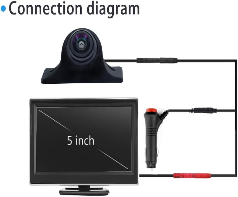 Car Side Rear View Backup Camera Reversing 5-in Monitor Reverse Image Front Parking Night Vision Rear Mirror Positive for Vehicle Waterproof IP68 Clear Night Vision Car Camera