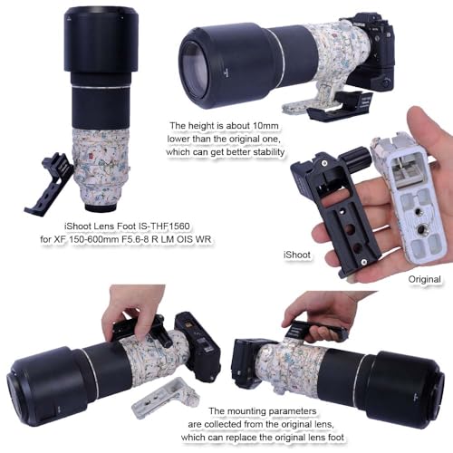 iShoot Tripod Mount Ring Base Lens Collar Foot Support Compatible with Fuji XF 150-600mm F5.6-8 R LM OIS WR, XF 500mm F5.6 R LM OIS WR & GF 500mm F5.6 R LM OIS WR, Arca-Swiss Fit Quick Release Plate