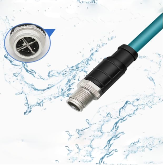 M12 8 Position Male to Female Ethernet Cable X-Code Cat7e High Flex Shielded Waterproof Industrial Gigabit Ethernet Networks Cable for Cognex Industrial Camera (10M) Blue 10M