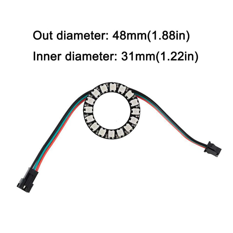 16 Bits WS2812 Addressable LED Ring with SM2.54-3P Connector Wire, 16 X WS2812B 5050 RGB LEDs with Integrated Drivers DC5V for Arduino ESP8266 ESP32 Devkit Nodemcu (Pack of 4pc)