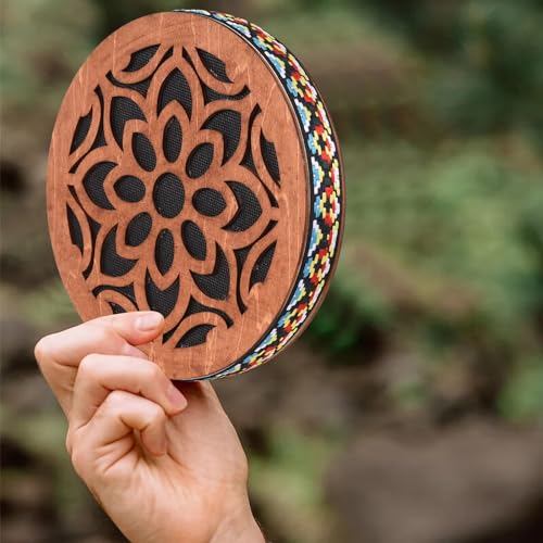 Yinhing Stream Drum, Birch Hand Drum, 8-inch, Onomatopoeia Music, Portable, Handcrafted Authenticity, Artistic Design
