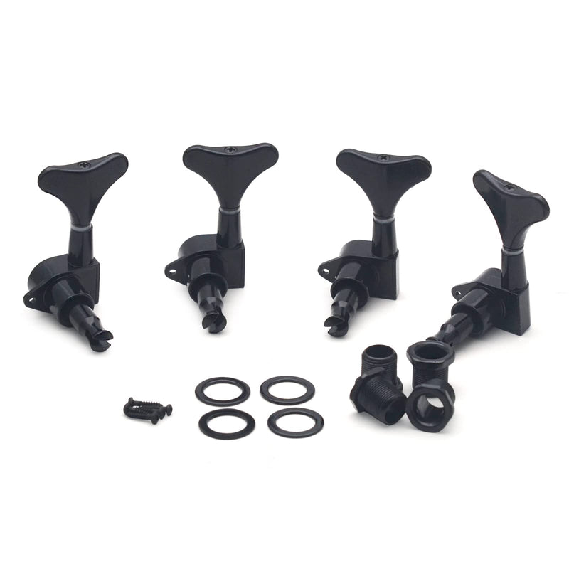 MAXCHEER Guitar Bass Tuners Bass Guitar Tuning Keys,Ratio Headstock Sealed Machine Head Replacement for Electric Jazz Bass or Precision Instruments 1:19(4R) black