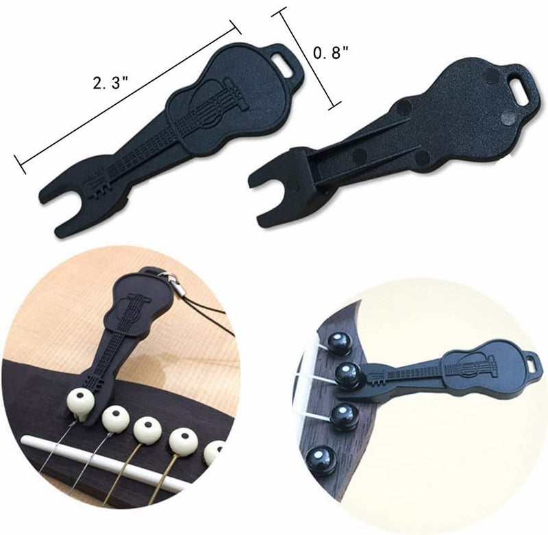 Miwayrer Acoustic Guitar Bone Bridge Saddle Nut with 6pcs Guitar Bridge Pins and Pins Puller (Bone Bridge & Pure Ebony Pins) Bone Bridge & Pure Ebony Pins