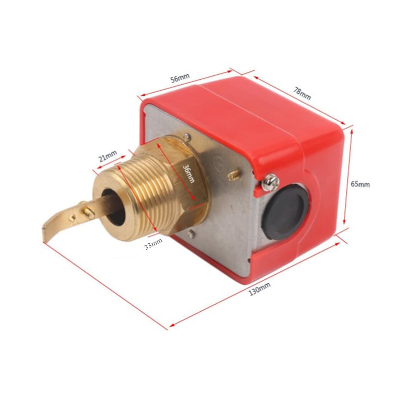 TOPINCN 10 Bar Brass Water Flow Switch Paddle Control Brass Construction Water Flow Restrictor Regulator Npt Thread Connection Red Ac250V
